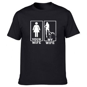 Funny My Wife Is A Pitbull Pit Bull Dog Lover T Shirts Graphic Cotton Streetwear Short Sleeve Harajuku T-shirt Men