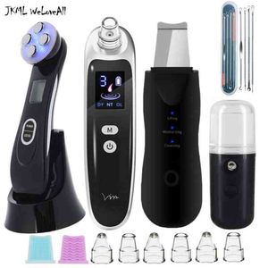 Hudskrubber+RF EMS ledde mesoterapi ansiktsmassager+blackhead remover elektrisk porrengöring+nano spray ansikte ångare+akne nål 220516