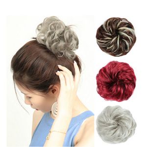 Sentetik Saç Bun Chignon Uzantıları Saç parçaları Kadınlar için Elastik Saç Scrunchies