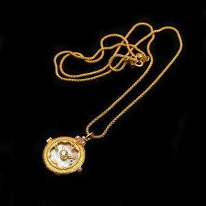 Collane con ciondolo Vintage in ottone lavorato a mano con collana orologio Fritillaria Thun-bergli placcata oro