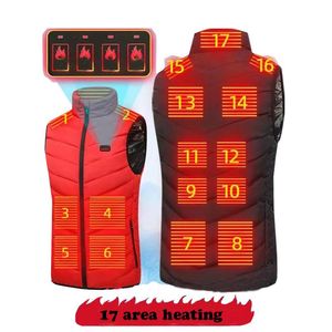 Men's Vests 17 Heating Zones Vest Electric USB Heated Jackets By Graphene Men Women Warm Sportswear Coat For Camping Plus Size Snow Winter