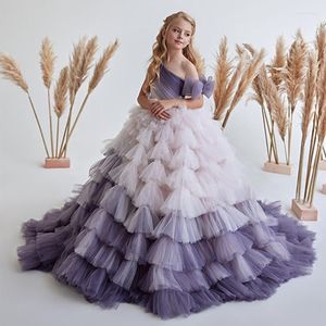Девушка платья свадебная цветочная девушка платье одно плечо без рукавов контрастное цвет Большой лук.