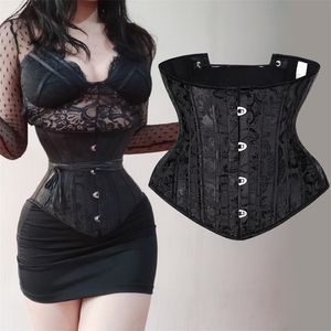 Underbust Corset Sexy Gothic Busiter Steel Boned Trainer Short Torso Women Slimming Sheath Girdle Waist Cincher Lace Up 220615