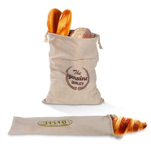 Linen drawstring pocket bags bundle pocket reusable for bread French stick 30X40CM 15X67CM