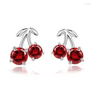 Stud Koreanischen Stil Süße Kirsche Ohrringe Für Frauen Mädchen Party Geschenk Roten Kristall Ohrring AccessoriesStud Odet22 Farl22