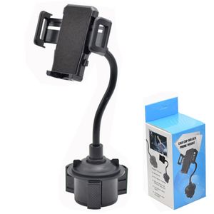 Universal Car Cup Mount Phone Holder For IPhone 13 Pro Max Samsung s20 Long Arm Clamp smartphone holders with Anti slip Phone Grip In Retail Package