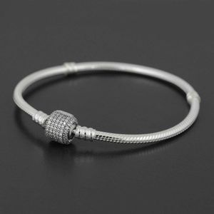 Bracciale rigido in argento sterling 925 con incisione per ciondoli europei e perline 10 pezzi / lotto Puoi scegliere dimensioni miste