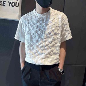 2022 British Style Men's summer Casual Short Sleeve T-shirt/Man Slim Fit Pure Color Round collar T-shirts Black White Tees S-3XL Y220630