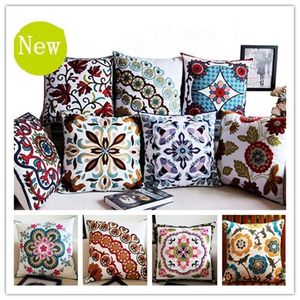 Cotton Canvas Embroidery Flowers Pillow Cushion Decorative sofa Cushions Home Decor Throw Pillow do not include inner pillow 201009