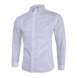 Primavera New Fashion Design semplice Quotidiano Casual Camicia a maniche lunghe in cotone Slim Fit Uomo Social Bianco Camicie nere 4XL 5XL 210412