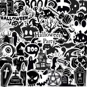 50Pcs Black and White Goth Stickers Halloween Party Stickers Creepy Graffiti Kids Toy Skateboard Car Motorcycle Bicycle Sticker Decals