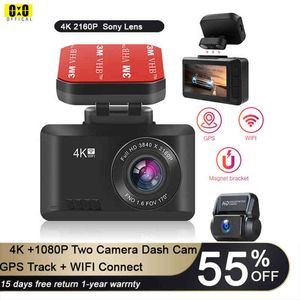 K Transh Cam Car DVR Câmera P CARRO VÍDEO DE VÍDEO DE VÍDEO WiFi GPS Dashcam Supercapacitor Dash Cam Car Gripper Spuer Night Vision J220601