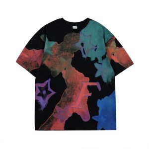 Erkek Tişörtler Büyük Boy Tişört Yaz Graffiti Boyalı Yıldız Mektup T-Shirt Tee Üst Harajuku Erkek Sokak Giyim Hip Hop Pamuk Kısa Sleevemen