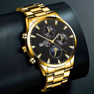 Reloj Hombre Fashion Men Sport Watch 고급 남성 Busins ​​Gold Stainls Steel Quartz 시계 빛의 시계 relogio masculinotyvw