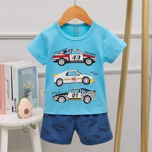 Pojkar dinosaurie pyjamas barn bomullskläder haj pyjamas för barn spädbarn kostym t-shirts korta ärmar pyjamas baby mjuka uppsättningar 220706