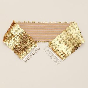 Belts Gold Silver Color Belt Cool Punk Sparkling Sequins Elastic Stretch Wide Waistband Women Dress Waist Jewelry AccessoriesBelts Fred22