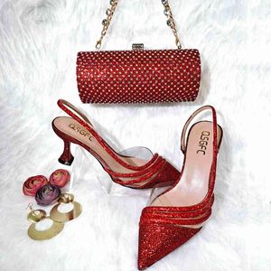 Kvällsväska röd färg vara stilett enkla design damer festskor vän med fru handväskor 220615