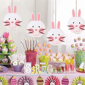 Easter Bunny Rabbit Print Round Paper Lantern Craft Diy Hanging Lantern Ball Birthday Easter Party Home Decorations Barn Presents 220815