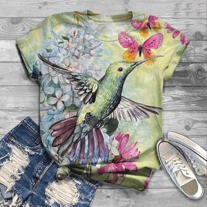 T-shirt Donna Camicette Haruku T-shirt Donna Estate Manica corta Top Bird Fashion Stampato Top Femme Vestiti per gli amici Donna