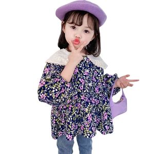 Kızlar için Bluz Floral Gömlek Kızlar Dantel Çocuk Bluz Kızlar için Patchwork Giysileri Bebek Kız İçin 210412