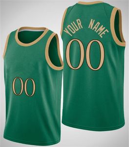 Tryckt Boston Custom DIY Design Basketballtröjor Anpassning Team Uniforms Skriv ut Personliga Any Name Number Män Kvinnor Ungdom Boys Green Jersey
