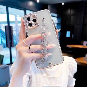 Plating Diamond Camera Lens Bling Rhinestone Bracelet Soft Phone Case For iPhone 11 13 12 Pro X XR XS Max 7 8 Plus Luxury Cover