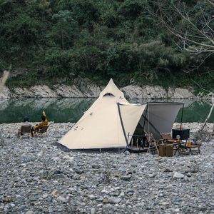Tents And Shelters Naturehike 3-4 Person Ranch Hexagonal Pyramid Tent Camping Portable 150D Oxford Cloth Double Door