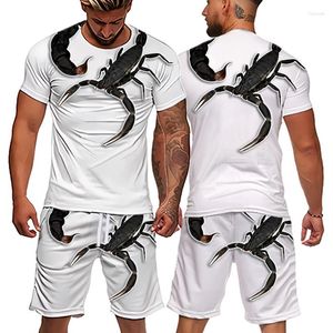 Men's T Shirts Men's Scorpion Sets Summer Short-Sleeved T-Shirt Oversized Suit Fashion Two-Piece Street 3D Printing Men'sMen's