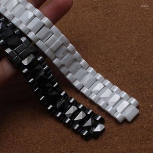 Watch Bands Mens Watchband High Quality Black Ceramic Band Strap Bracelet Silver Deployment Buckle For Brand J12 Dual Calendar WatchesWatch