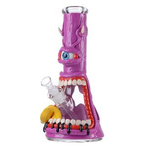 Straight Perc Hookahs Halloween Multi Estilos Olhos Dentes Polvo Colorido Vidro Bongs 7mm Grosso Tubulações de Água 18mm Oil Dab Rigs