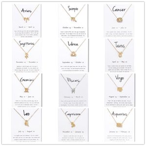 Segni dello zodiaco cinese Collane con ciondolo con carta regalo Uomo Donna Dodici costellazioni Catena in oro con gioielli in argento Accessori per collana Prezzo all'ingrosso