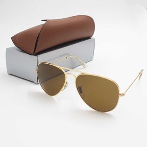 1PCS Designer Brand Classic Pilot Sunglasses Moda Women Women Sun Glasses UV400 Gold Frame Green Mirror 58mm Men's 62mm Lente com caixa 2525