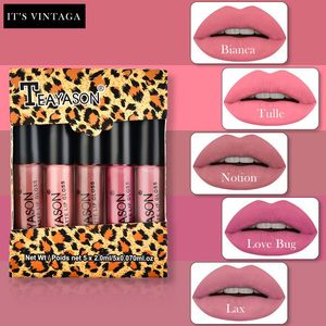 Teayason 5 stcs/set lip gloss waterdichte sexy vampire lip stick matte fluweel lippenstiften lippen make -up