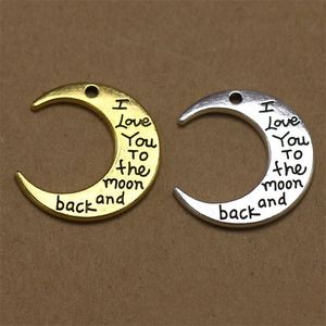 50pcs Alloy Charms Pendant Jewelry Making Silver Golden I Love You To The Moon And Back DIY Jewelry Findings D3