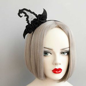 Black Masquerade Witch Hat Hat Halloween Chapéu criativo da feiticeira criativa com faixas de flores de tecido com tecido acessórios para crianças para crianças