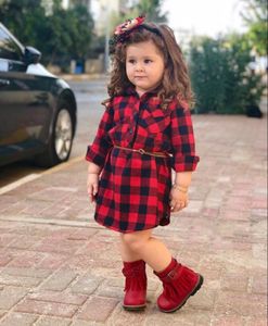 Girl's Dresses 0-5T Christmas Toddler Born Kids Baby Girls Dress Red Plaid Cotton Princess Party Long Sleeve Clothes GirlGirl's