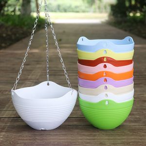 Vaso da fiori in plastica da appendere, pianta da giardino, balcone, decorazione, fioriere con catene