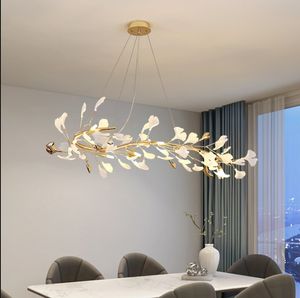 Romantic Ginkgo Leaf Nordic Pendant Lamp For Dining Room Vintage Chandelier Living Room Decoration Kitchen Hanging Light Fixture