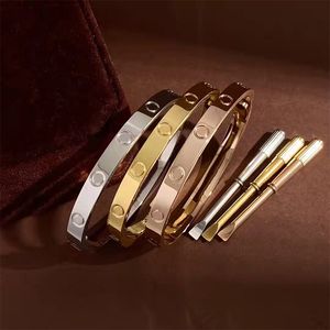 19 manguito moda masculina feminino pulseira de cristal clássico 6mm casal designer alta qualidade titânio aço jóias presente