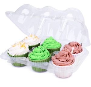 Geschenkpapier 50 Sets Kunststoff Cupcake Box Mousse Verpackung Kuchen Einweg Transparent Dessert PET Cup Gefälligkeiten Boxen SuppliesGift