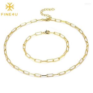 Ohrringe Halskette F4U J002 Goldfarbe OT Knebelkette Halsband und Armband Set Rock Gothic Hip Hop Link Büroklammer Schmuck Half22