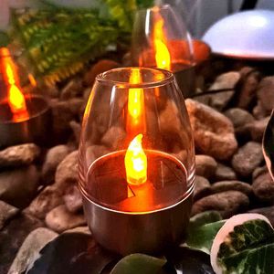 PCS Oświetlenie słoneczne ogródek Ogród LED Candle Light Lawn Lampa Lampy nocne do ogrodowego dziedzińca Balkon Pathway J220531