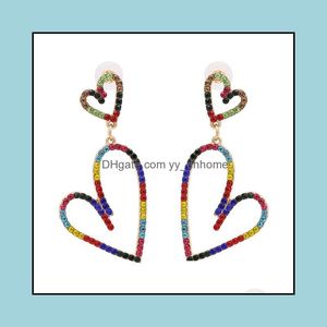 Dingle ljuskrona örhängen smycken kvinnor bohemian kärlek hjärta lång vintage kristall hänge släpp leverans 2021 9balt