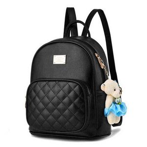 Mochila Backpack Style Style Moda Mulheres pequenas meninas B Black S School de couro Ladies 220801