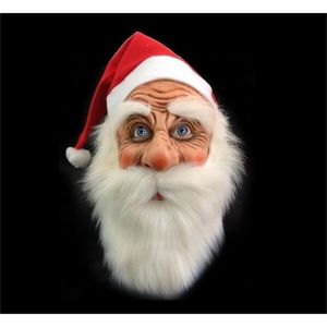 Wesołych Święta Święty Mikołaj Claus Lateksowa maska ​​Ornamen Ornamen Cute Santa Claus Costume Masquerade Perg Brodę Dress Up Xmas Party 200929