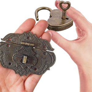 Antique Brass Wooden Case hasp Vintage Decorative Jewelry Gift Box Hasp Hook Furniture Buckle Clasp Lock 220727