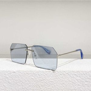 Modenschau Sonnenbrille Himmelblau Kristallglas Frauen Großhandel Luxus Designer Marke 3D Metall Scharnier Randlos Vintage Rechteck Brille FOL524A