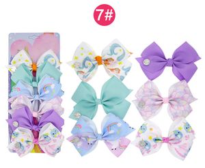 5 Inches Hair Bows for Girls Grosgrain Ribbon Bow with Alligator Clips striped Rainbow Mermaid HairBow