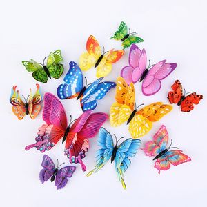 3D Schmetterling Wand Aufkleber Home Room Decor Schmetterlinge Für Hochzeit Dekoration Magnet Kühlschrank Aufkleber 12 Teile/satz Doppel Schicht