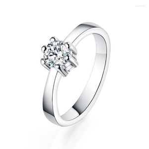 Уважительные кольца Ювелирные изделия Элегантное серебряное хрустальное кольцо изящное изысканное обручание Обещание подарки для женщин Wynn22
